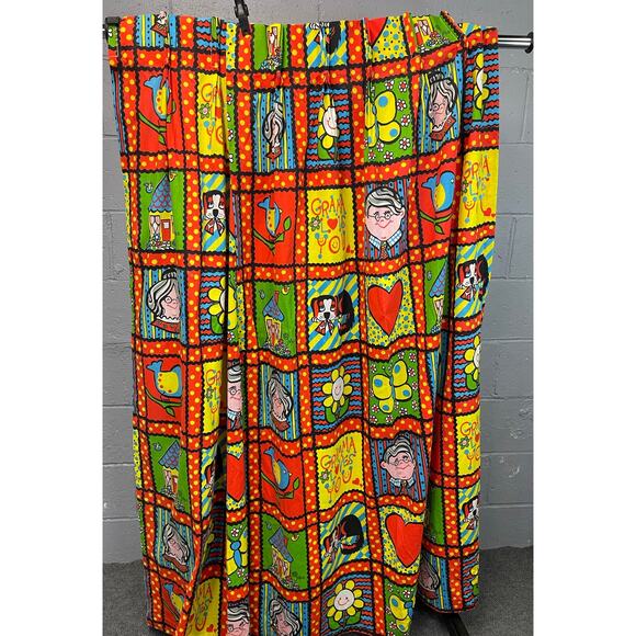 Vintage 60s Patchwork Drapes Character Gramma Loves You Fabric Yardage Joyce Mil - Picture 4 of 10